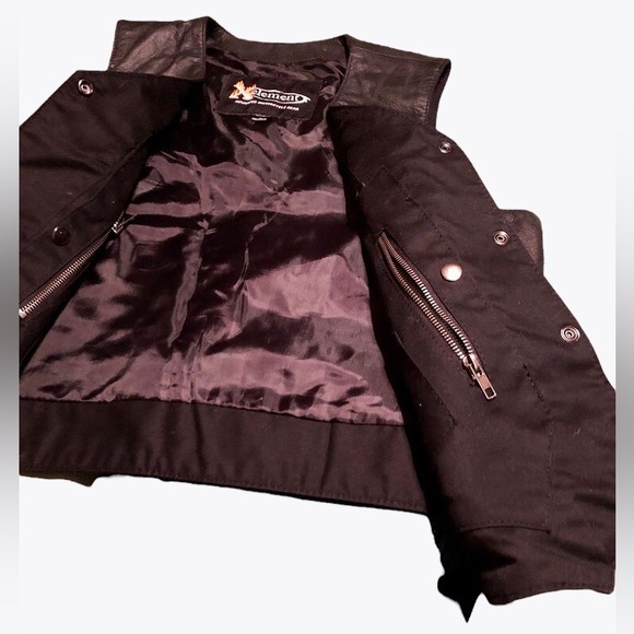 X Element Motorcycle Leather Vest XXL Black Packets Zipper Side Adjustable Laces - Picture 5 of 7